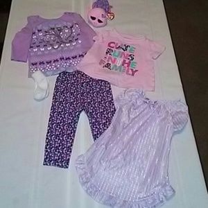 Girls 12 months lot. 5 pieces. Purple& pinks.